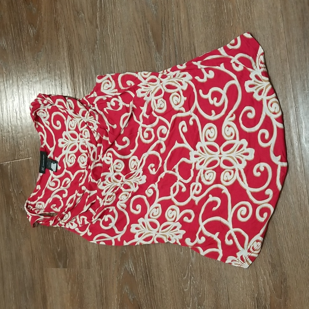 (L) INC International Concepts 100% Rayon Patterned Cowl Neck Top Casual Soft